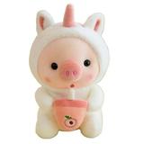 1pc 25cm Cosplay Unciorn Frog Tiger Bunny Boba Tea Plushie Pink Pig Plush Toy Girl Cuddly Baby Appease Doll Birthday Gift about 23-25cm Unicorn pig
