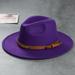 Men s Retro Felt Woolen Top Hat Leather Buckle Accessory Jazz Hats