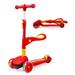 SISIGAD 3 Wheel Kids Scooter with Removable Seat Foldable Kick Scooter Adjustable Height Light up LED Wheels Red
