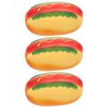 Hot Dog Decompression Mold Portable Hamburger Dogs Kids Playsets Squeeze Toys Simulation Hot-dog Models 3 Pcs