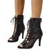 WQJNWEQ Sandals Women 7cm Slim Heels Ultra-high Heels Mesh Straps Dance Shoes Fish Billed Boots