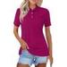 Knosfe Solid Color Polo Collared Shirts For Women Cotton Short Sleeve Golf Slim Fit Polo Shirts For Women and Juniors 3XL