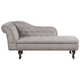 Chaiselongue Links Taupe Samt mit Knopfheftug Knopfbezug Chesterfield Stil Nieten Holzbeine Glamourös Wohnzimmer Schlafzimmer Flur Diele