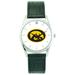 Men s Silver Iowa Hawkeyes Stainless Steel Watch with Leather Band