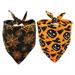 2 pack Spooky Halloween Dog Bandanas - Pumpkin and Spider Web Bibs for Cats and Dogs - Triangle Pet Scarf for a Festive Look