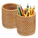 2 Pcs Rattan Pen Holder 2pcs Diameter 8cm Height 10cm Art Organizer Pencil Rustic Decorations Woven Desktop Vase Office