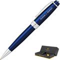 Engraved Cross Ballpoint Pen in Blue Lacquer Finish with Chrome Trim. Personalized Professional Gift for Graduation Holidays or Business.