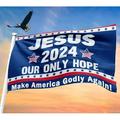Jesus 2024 Our Only Hope American Flag Jesus 2024 Flag Christian Flag Double Sided 3x5 Outdoor Jesus American Flags for Outside Christ Faith Flags for Room House Yard Outdoor Garden Wall Decor