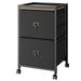 2 Drawer File Cabinet Mobile Filing Cabinet for Home Office Fits A4 or Letter Size Fabric Vertical File Cabinet with Wheels Home Office Small Under Desk Storage Cabinet Rustic Black