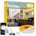 Gliztech 23FT White LED Strip Lights 3000K-6500K Light Strip Cool and Warm White Alexa Compatible 24V App Smart LED Lighting with Remote Cuttable Under Cabinet Light for Kitchen Mirror Bedroom