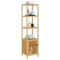 SYTHERS Bamboo Bathroom Storage Shelf 5 Tier Floor Shelving Unit Corner Slim Rack Cabinet Organizer Unit for Living Room Kitchen Natural