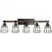 5 Lights Modern Wall Lighting Over Mirror Bathroom Vanity Light Fixtures Farmhouse Black Wood Metal Cage Industrial Wall Sconce