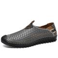 Men's Loafers Slip-Ons Moccasin Comfort Shoes Mesh Casual British Home Daily Cycling Shoes Walking Shoes Mesh Cowhide Breathable Gray Summer