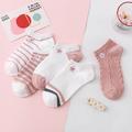 5 Pairs Women's Ankle Socks Low Cut Socks Wedding Work Holiday Flower Cotton Simple Classic Formal Cute Socks