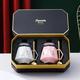 Marble Ceramic Cup Set Couple Water Cup With Lid Spoon Mug Gift Box Set