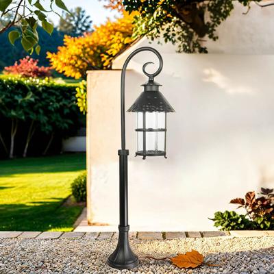 Stehlampe außen 86 cm E27 IP23 Schwarz Hof Haus Glas Metall Rustikal Stehleuchte Image