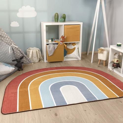 Kinderteppich Teppich Kinderzimmer Rund Waschbar Bis 30 Grad Sonne Regenbogen Bunt 5, 120x160 cm