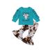 Lieserram Toddler Kids Girls Fall Spring Outfits Set 6 12 18 24 Months 2T 3T 4T 5T Long Sleeve Pullover Tops + Leopard Bell Bottom Pants