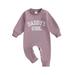 Newborn Baby Girl Romper Infant Letter Print Jumpsuit Fall Winter Onesie Outfit