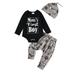 TAIAOJING Baby Boy Christmas Outfit Infant Long Sleeve Letter Romper Bodysuit Cartoon Prints Pants Hat
