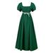 Toddler Fashion Dresses Plus Size Big Regency Ruffled Classical Puff Sleeve Empire Waist Belt Gown Casual Fall Winter Clothes Green S