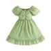 Toddler Summer Short Sleeve Solid Color Princess Dress Green Dress Fashion Cute Outwear