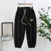 Jacenvly Winter Pants for Kids Clearance Skin-Friendly Kids Trousers Casual Cute Unisex Toddler Jogger Pants Kids Cotton Elastic Waist Winter Baby Sweatpants for 2-8 Years Old Black
