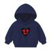 Virmaxy Christmas Toddler Baby Boys Girls Cute Hoodies Love Rainbow Stripes Printed Fleece Sweatshirt Long Sleeve Pullover Plush Hoodies with Robbie Cuffs For The Baby Christmas Gifts Navy-B 5T