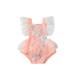 FOCUSNORM Summer Baby Girls Princess Rompers Lace Flowers Printed Ruffles Short Sleeve Lace Jumpsuit