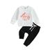 Hirigin Halloween Outfits for Toddler Boys: Pumpkin Letter Print Sweatshirts Pants