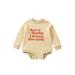 aturustex Autumn Jumpsuit for Infant Baby Waffle Texture with Letter Print