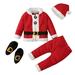 Quealent Girls Childrenscostume Female Big Kid Teen Girl Sweatpants Set Toddler Boys Girls Christmas Santa Warm Outwear Set Outfits (Red 2-3 Years)