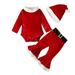 AnuirheiH Toddler Baby Girl Christmas Outfit Bell Bottoms Santa Sweatshirt Long Sleeve Shirts Top & Flare Pants & Christmas Hat Christmas Outfits