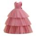 Toddler Girls Dresses Holiday Playwear For Little Girls Child Sleeveless Cake Sweet Performance Princess Party Wear Hot Pink 160