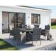 6 Seat Rattan Garden Dining Set With Large Round Dining Table in Grey - Cambridge - Rattan Direct