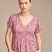Lucky Brand Wide Smocked Short Sleeve Top - Women's Clothing Short Sleeve Tee Shirt Tops in Almost Mauve Multi, Size S