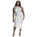 Plus Size Women's Ruched One Shoulder Dress by ELOQUII in Botanical Beauty (Size 26)