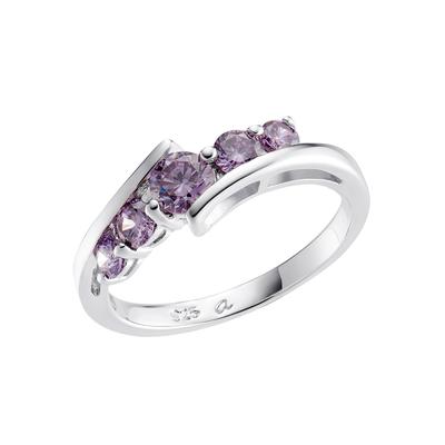 Fingerring AMOR "Purple Elegance" Gr. 50, bunt (silberfarben, lila, lila), Fingerringe, Damen, 50, Silber 925 (Sterlingsilber), 2,2mm, mit Zirkonia (synth.) Image