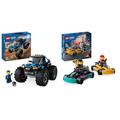 LEGO City Blauer Monstertruck, Offroad-Auto-Spielzeug, Fahrzeug-Set & City Go-Karts mit Rennfahrern, Set mit 2 Rennfahrer-Minifiguren und Rennautos
