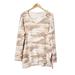 American Eagle Outfitters Tops | American Eagle Thermal Top Beige Tan Mauve Camo Long Sleeve Drop Shoulder V Neck | Color: Cream/Tan | Size: M
