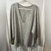 Free People Sweaters | Free People Irresistible V-Neck Sweater Wool Blend Fringe Trim Oversized Gray | Color: Gray | Size: L