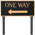 Montague Metal Products SP-80L-LS-BG 10.25" x 21" Large Rectangle Left One Way Sign with Lawn Stakes-Black/Gold Statement Plaque, 21 x 10.25