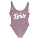 LUCKYGET Swimsuits for Women Bride&Bridesmaid Letter Print One Piece Swimsuit Women Swimwear Sexy Wedding Bachelor-Bride Brown-Asia Size S