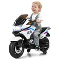 Maxmass 12V Kids Electric Motorcycle, Battery Powered Ride on Motorbike with Training Wheels, Headlights, Horn, Music, USB/TF/AUX Port, Children Electric Motor Bike for 3+ Years Old (White)