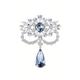 Vintage Wedding Bridal Big Blue Crystal Rhinestone Tear drop Brooch Pin for Women (Grey : Blue, Size : OneSize)