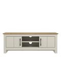 Galano Limestone TV Unit - TV Stand Cabinet for up to 50-inch TV for Living Room or Bedroom, 40 x 119 x 43.8 cm 2-Door TV Table Storage Unit - Light Grey