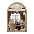 Fobule 24" x 36" Arch Wall Mirror, Antique Gold Metal Beaded Frame Bathroom Mirror, Vintage Classic Distressed Hanging Mirror for Vanity Mantel Entryway Living Room