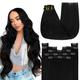 YoungSee Clip in Human Hair Extensions Black 14 Inch Clip in Hair Extensions Jet Black Clip on Extensions Human Hair Black Hair Extension Clip in Human Hair 7pcs 120g Clip in Real Hair Extensions