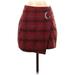Free People Casual Skirt: Burgundy Plaid Bottoms - Women's Size 2