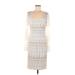 BCBGMAXAZRIA Casual Dress - Sheath Scoop Neck Long sleeves: Ivory Dresses - Women's Size Medium